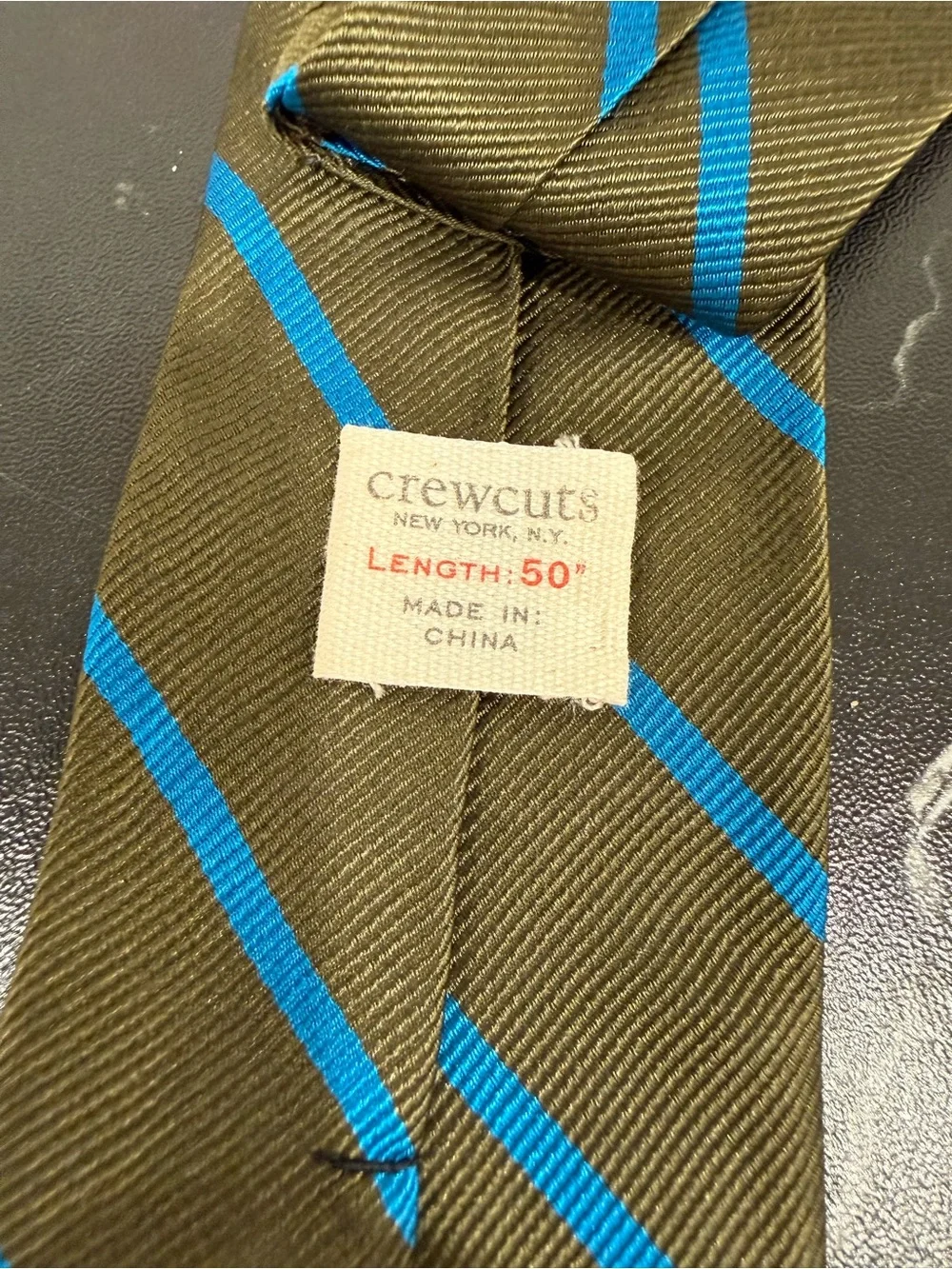 LN Crewcuts jcrew 100% Silk Striped Tie Green Blue Twill Boys teen Christmas
